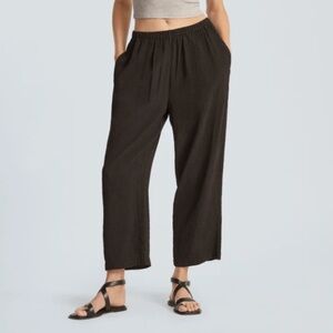 Everlane The Naia Ripple Pant Like New Size Small Black Crinkle Pull On Wide Leg